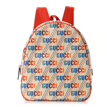 Gucci Coated Canvas Logo Star Print Childrens Dome Backpack Beige Multicolor Vibrant Orange 1 of 10