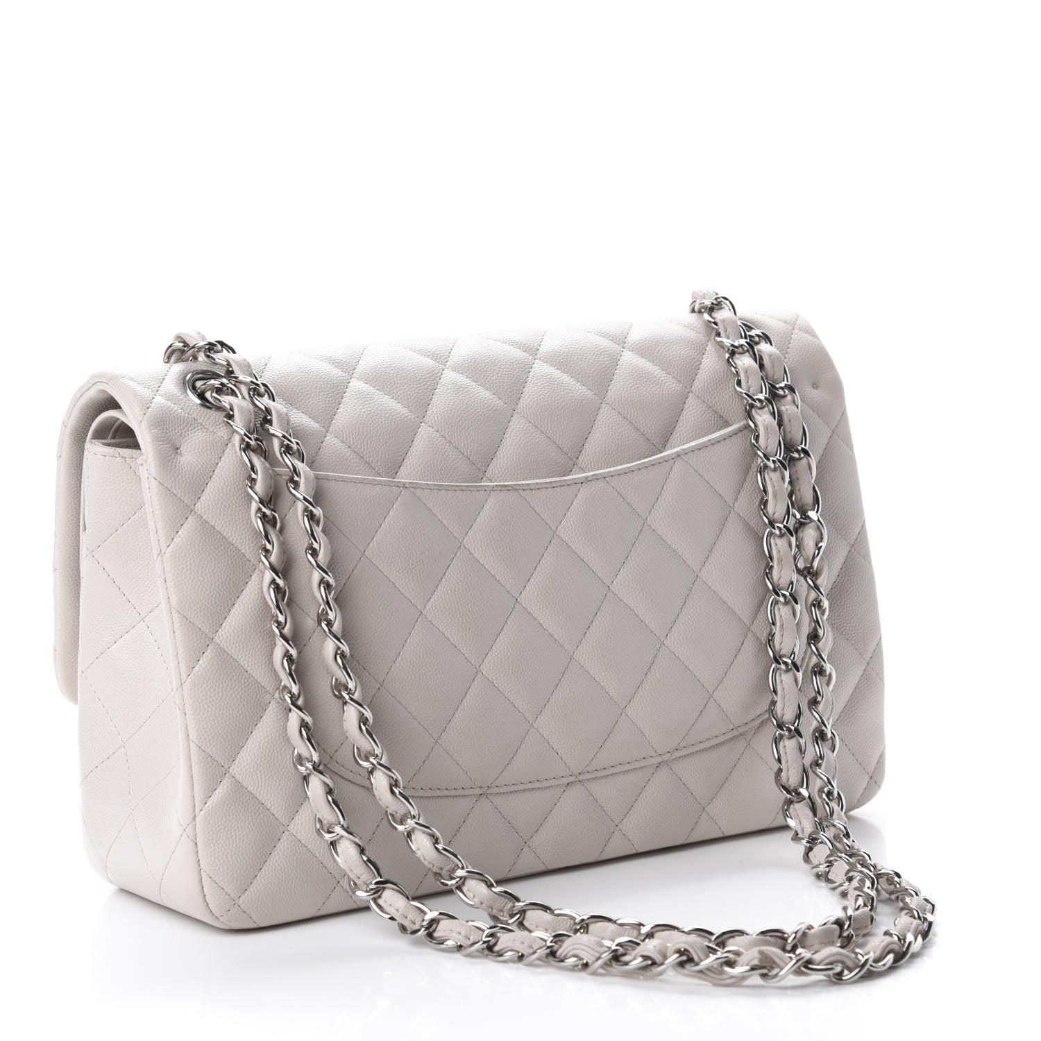 Chanel Caviar Quilted Jumbo Double Flap White 3 of 15