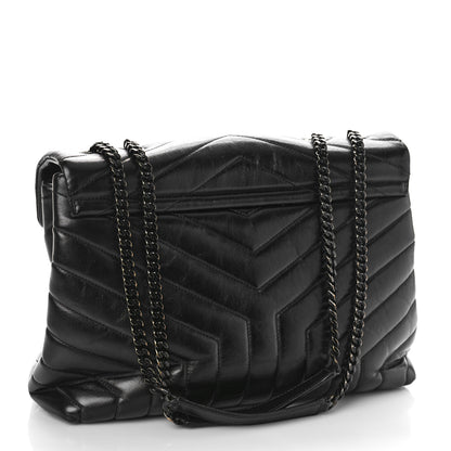 Saint Laurent Calfskin Y Quilted Monogram Monochrome Medium Loulou Chain Satchel Black 3 of 10