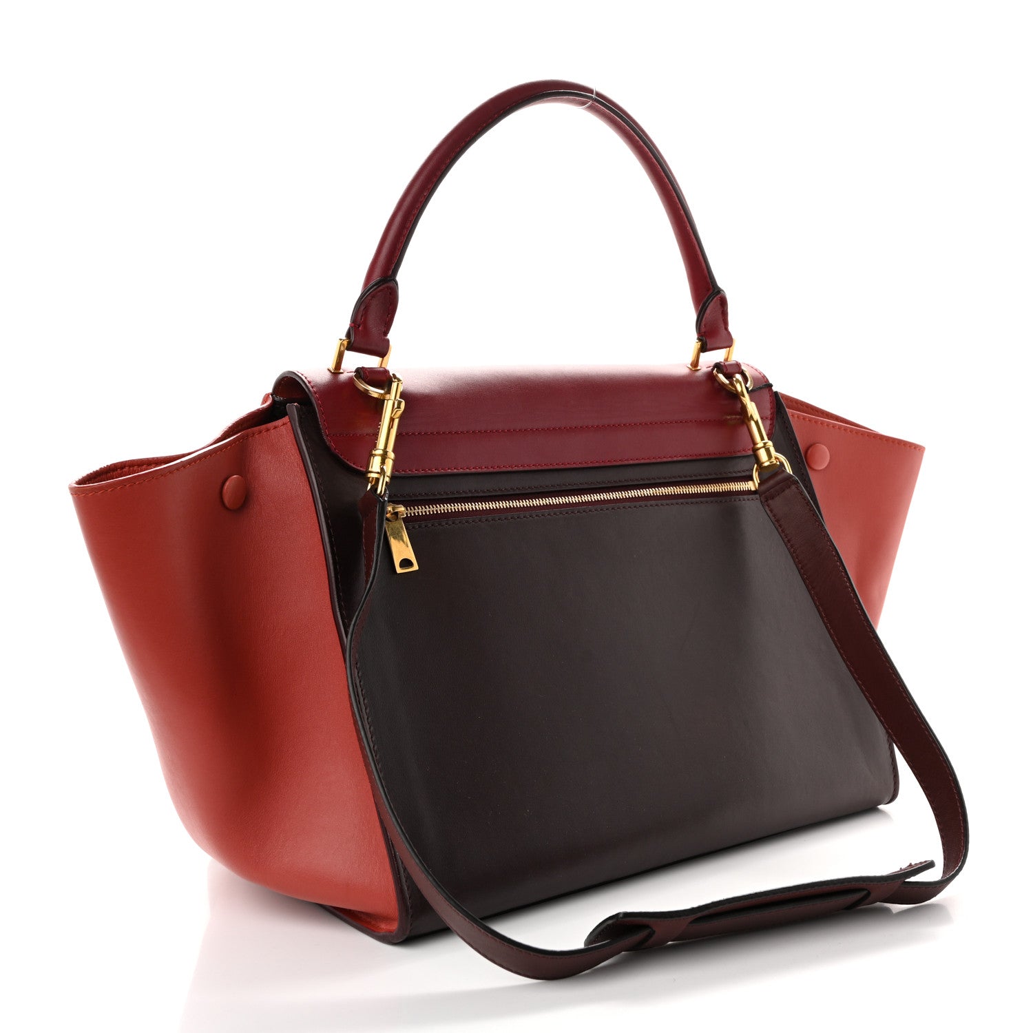 Celine Smooth Calfskin Medium Tri-Color Trapeze Rust Burgundy Red 3 of 10