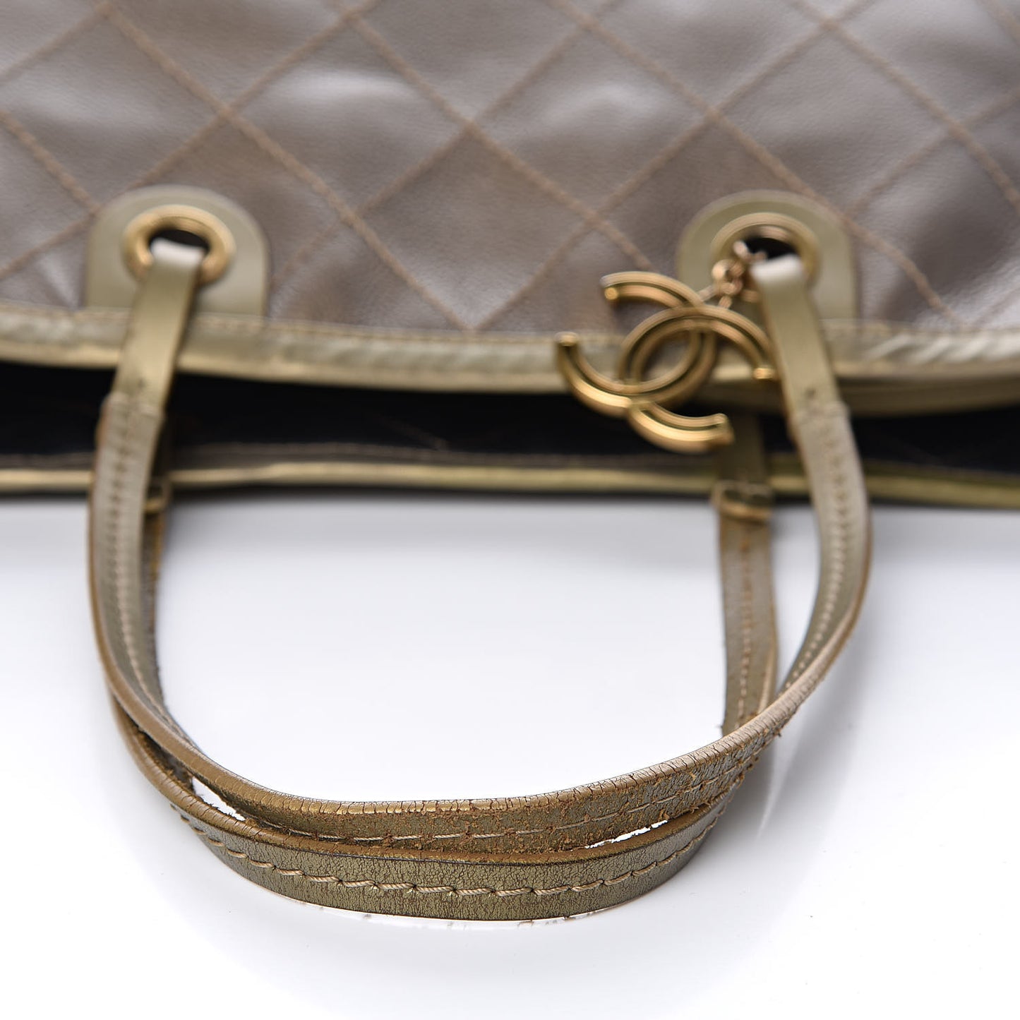 Grained Calfskin Large Shopping Fever Tote Gold