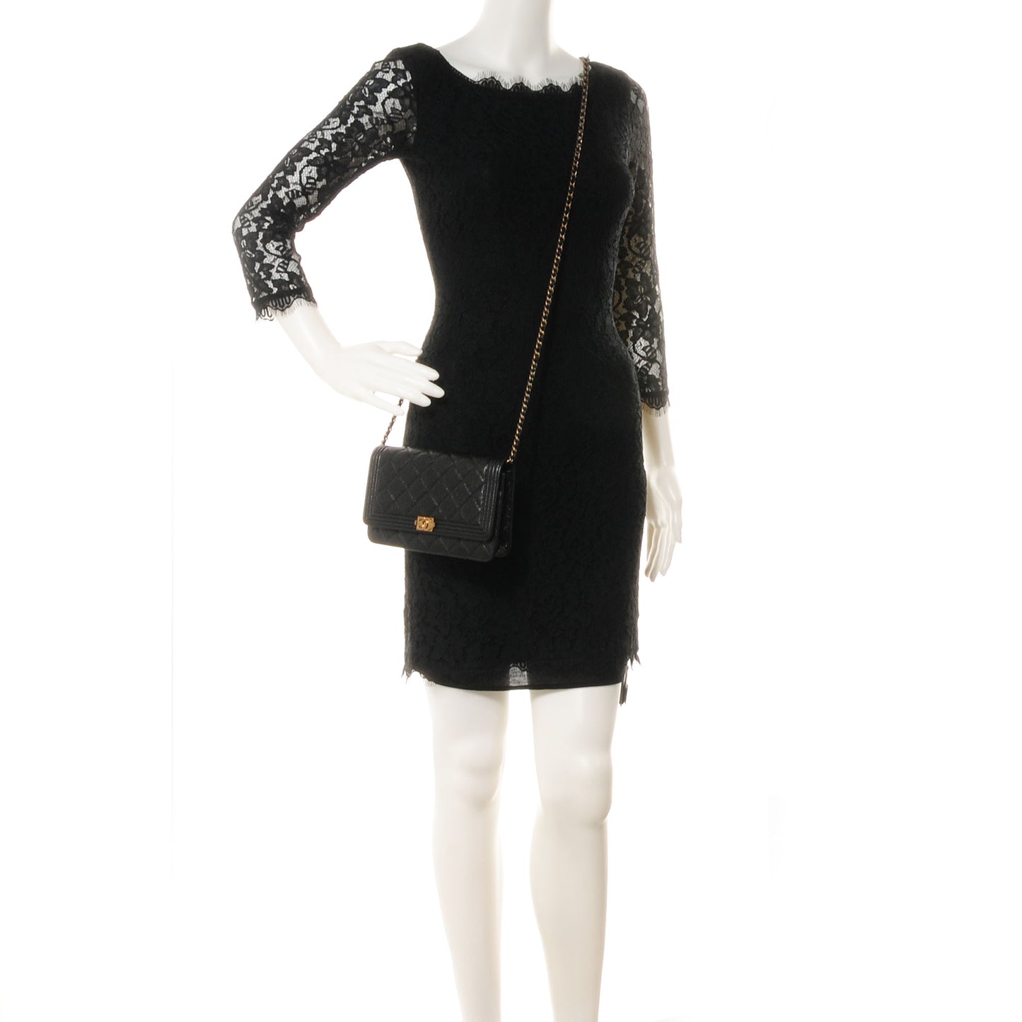 Caviar Quilted Boy Wallet On Chain WOC Black