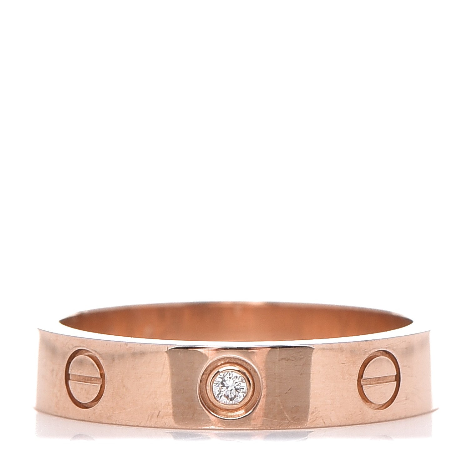 18K Pink Gold Diamond 4mm LOVE Ring 54 6.75