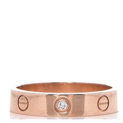 Cartier 18K Pink Gold Diamond 4mm LOVE Ring 54 6.75 1 of 5