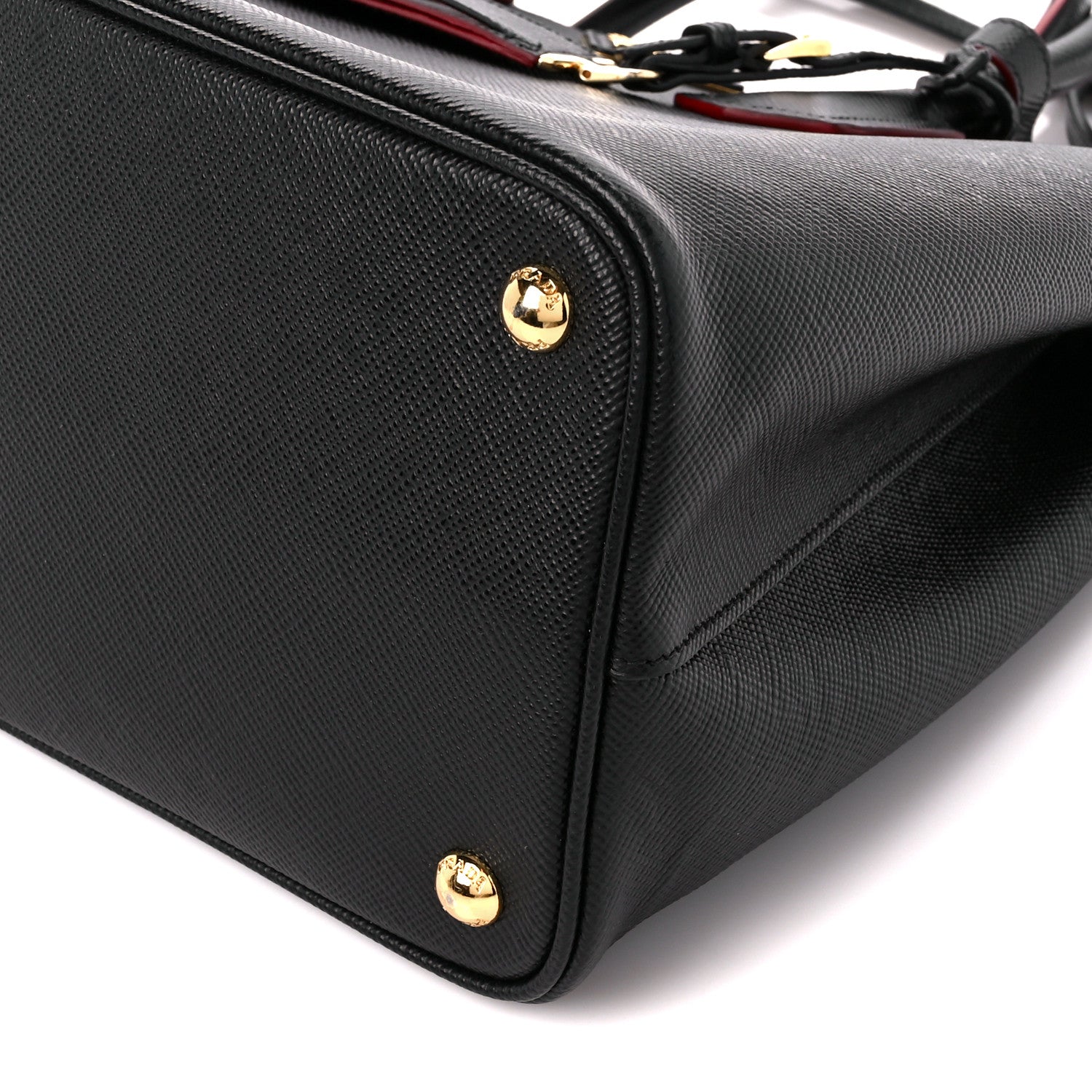 Prada Saffiano Cuir Medium Double Bag Black Fuoco 11 of 11