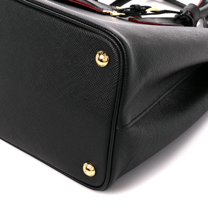 Prada Saffiano Cuir Medium Double Bag Black Fuoco 11 of 11
