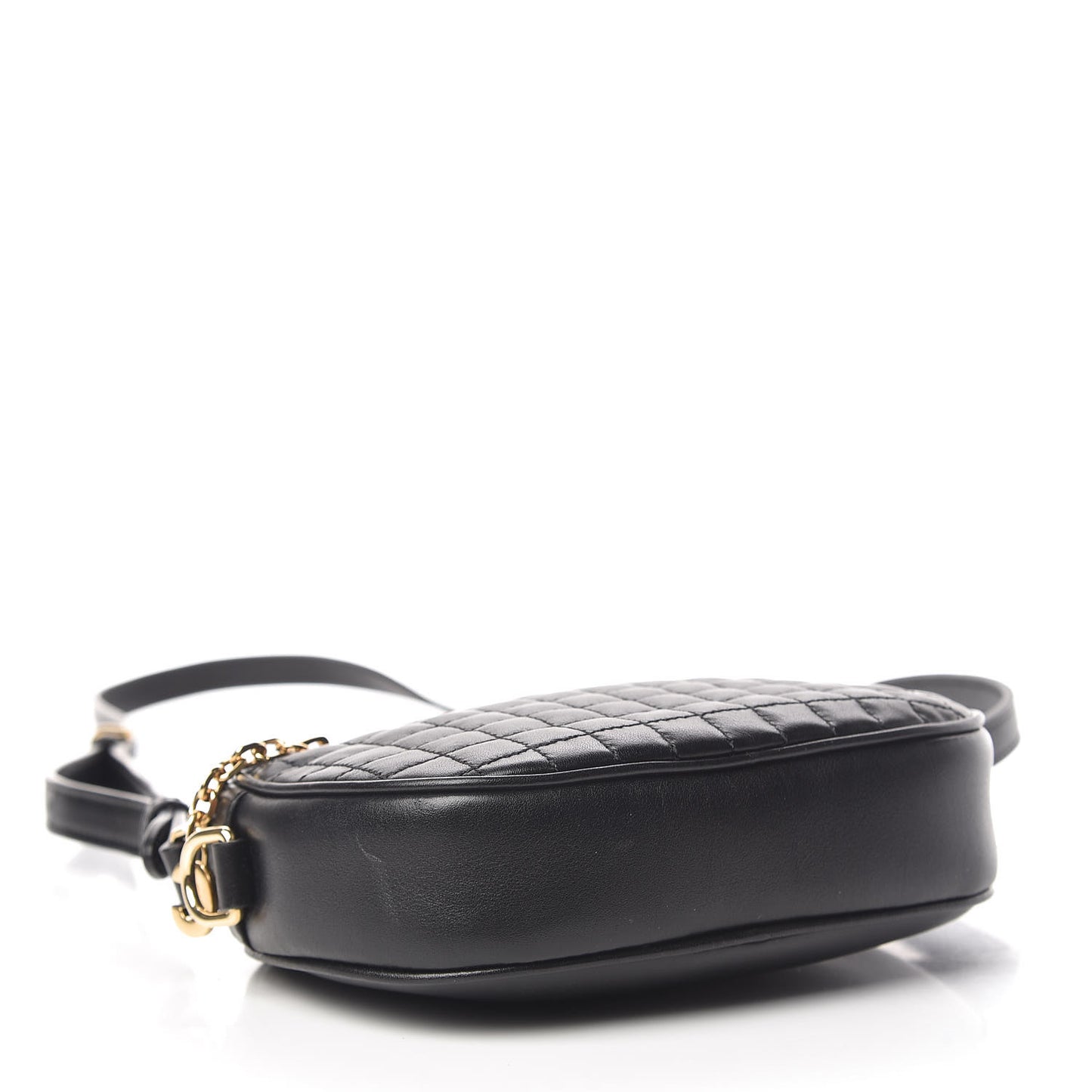 Calfskin Quilted Small C Charm Bag Black