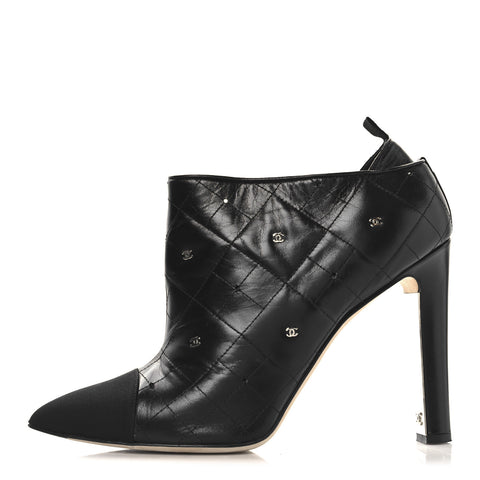 Lambskin Quilted CC Cap Toe Booties 41 Black