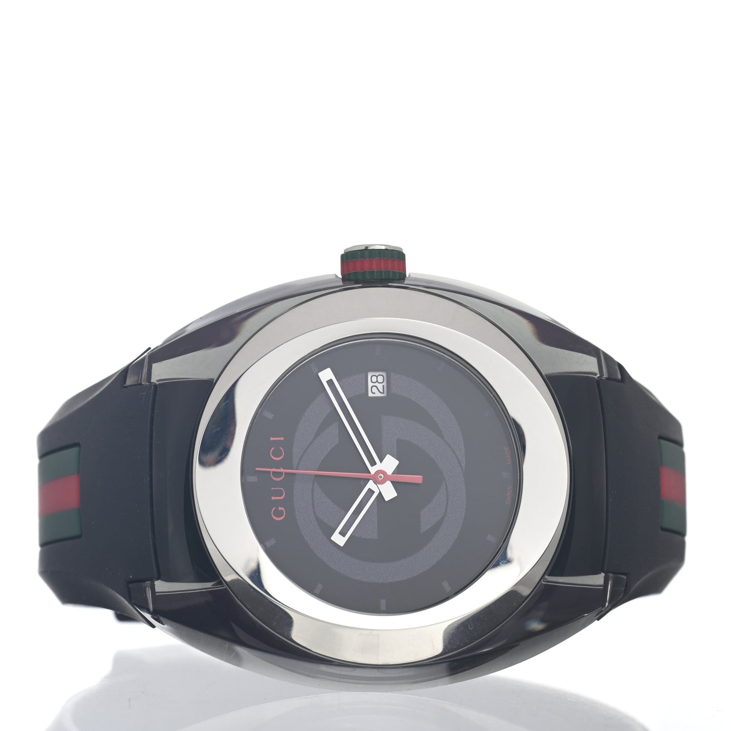 Stainless Steel Rubber 46mm Sync Web Quartz Watch Black
