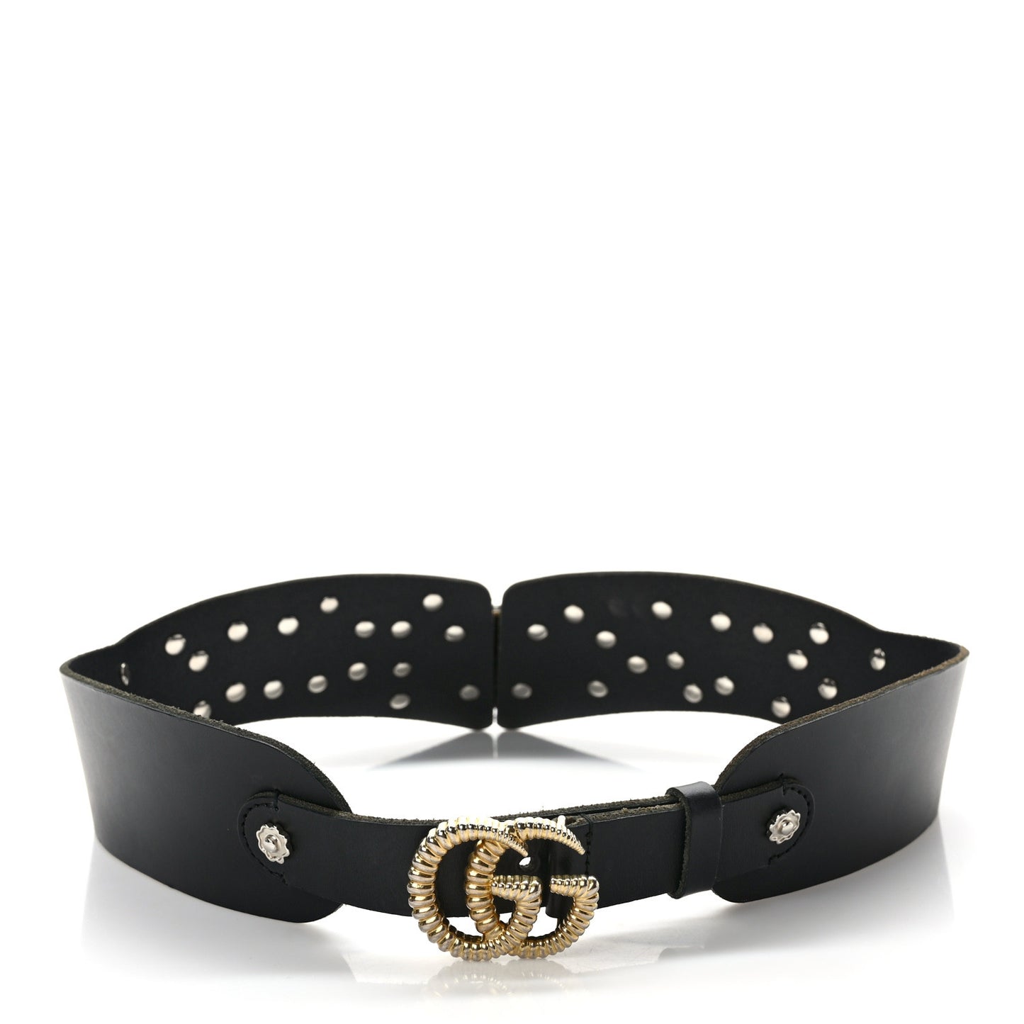 Calfskin Crystal Studded Swarovski Crystal Feline Belt 85/34 Black