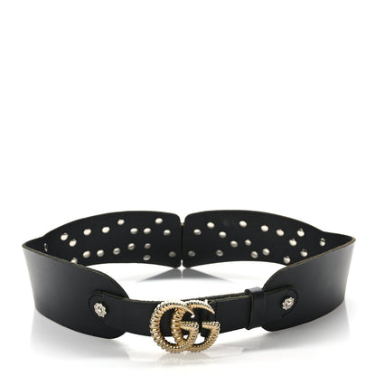 Gucci Calfskin Crystal Studded Swarovski Crystal Feline Belt 85/34 Black 2 of 4