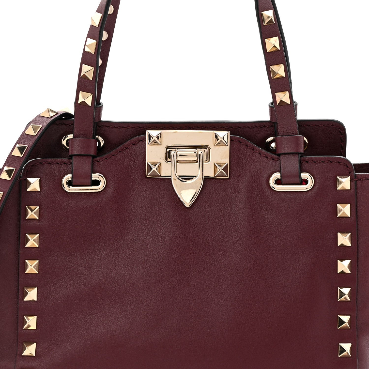 Valentino Garavani Vitello Mini Rockstud Tote Rubin 7 of 9