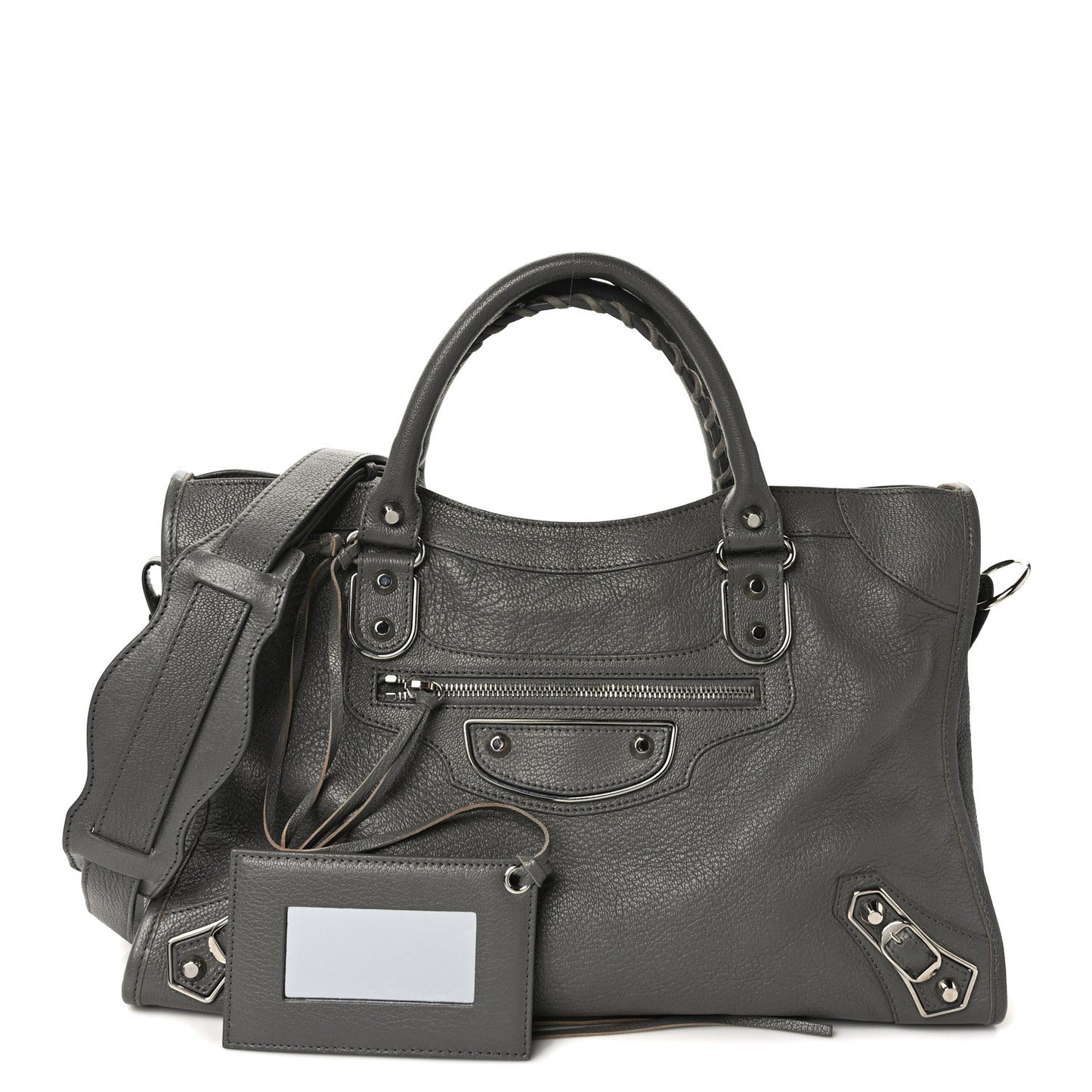 Chevre Silver Metallic Edge Hardware City Gris Acier