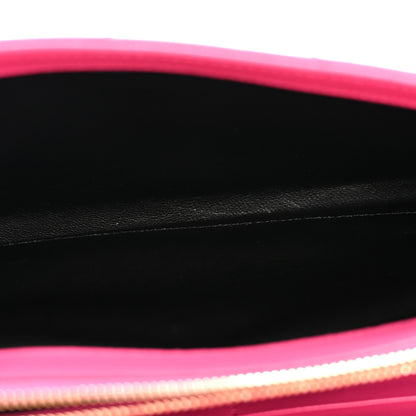Saint Laurent Grain De Poudre Matelasse Chevron Monogram Chain Wallet Hot Pink 5 of 12