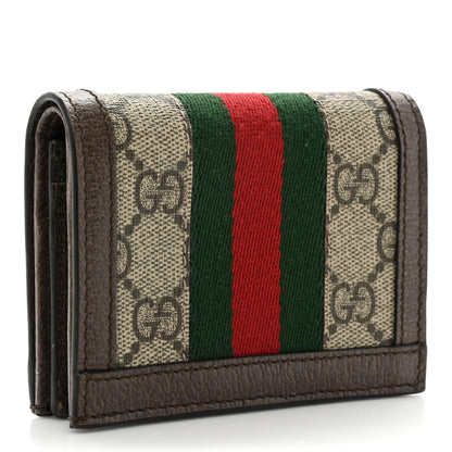Gucci GG Supreme Monogram Web Ophidia Card Case Beige New Acero 3 of 15