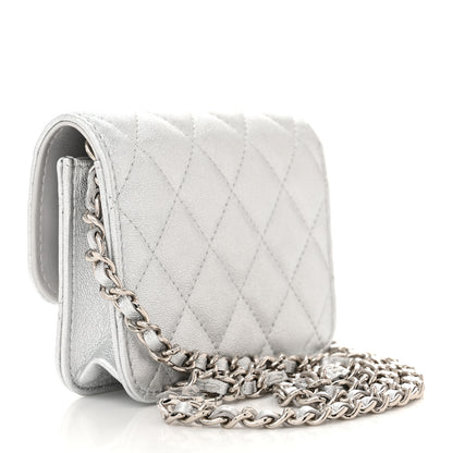 Chanel Metallic Goatskin Quilted Star Flap Waist Belt Bag Silver 3 of 13
