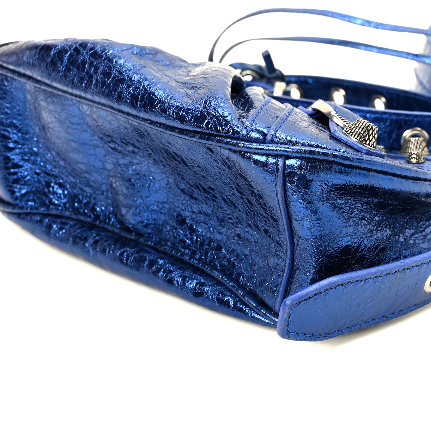 Metallic Arena Agneau Le Cagole Shoulder Bag XS Blue