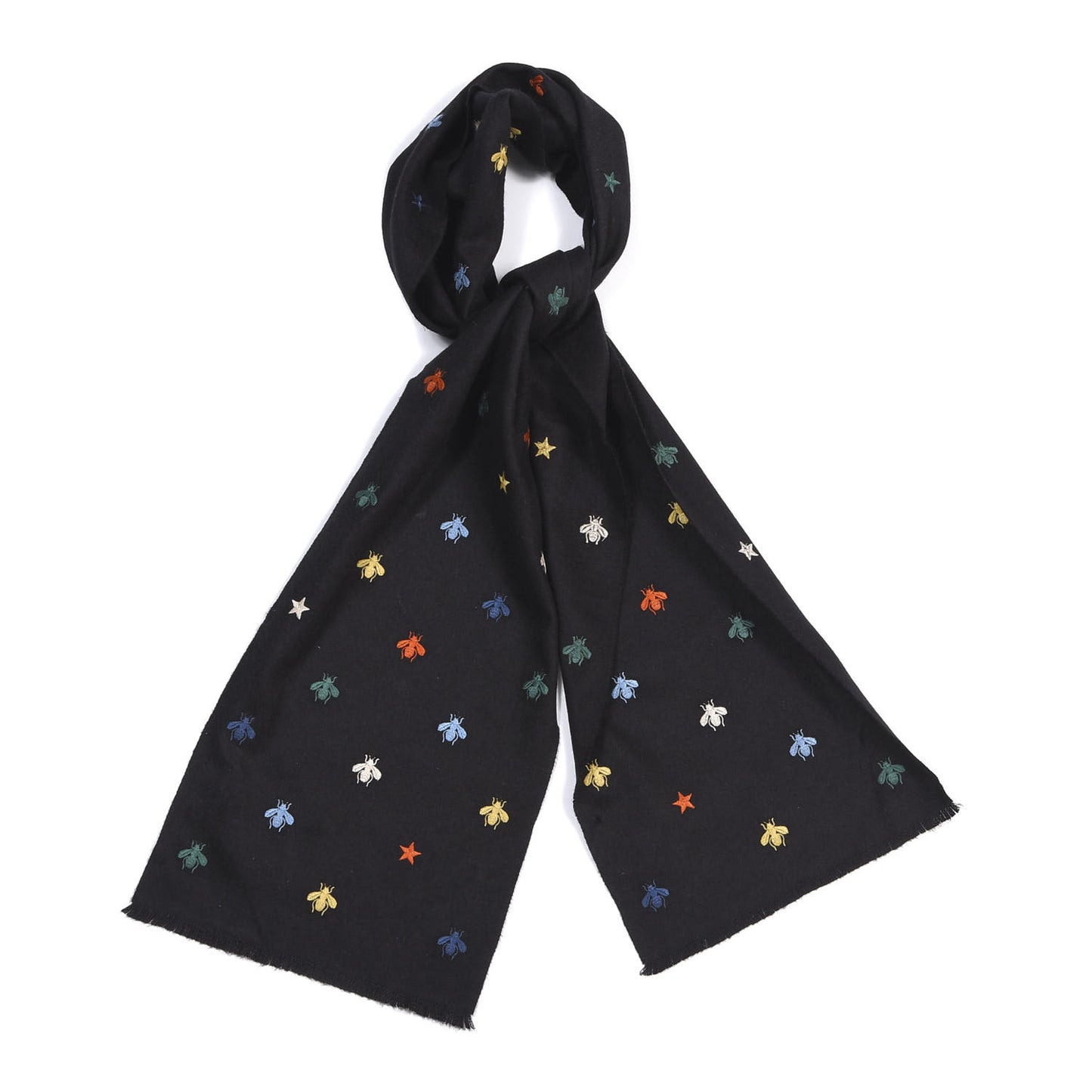 Silk Cashmere Bee Stardust Scarf Black