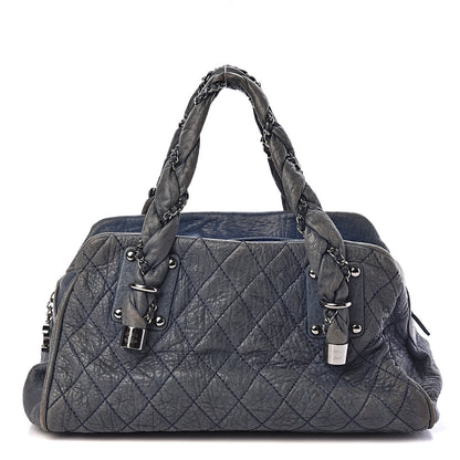 Chanel Distressed Lambskin Lady Braid Bowler Blue 1 of 10