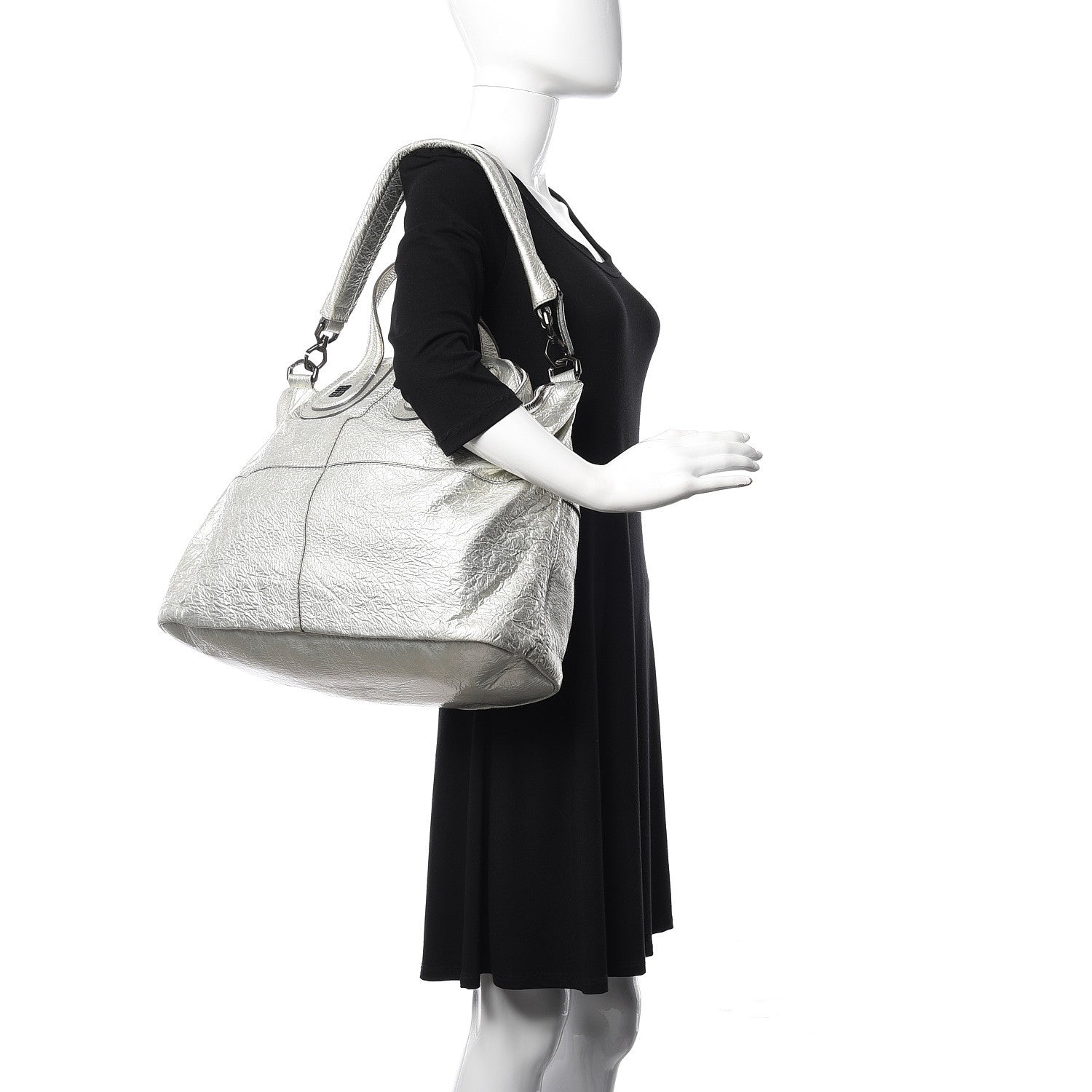 Givenchy Crinkled Patent Large Nightingale Silver 3 of 15