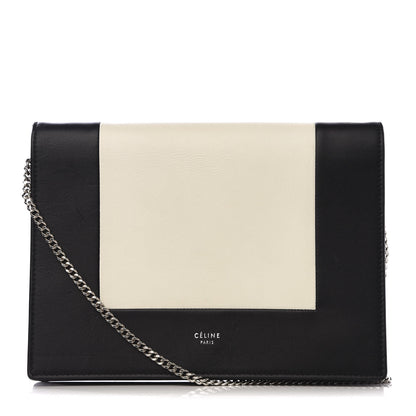 Celine Smooth Lambskin Frame Evening Chain Clutch Black White 1 of 8