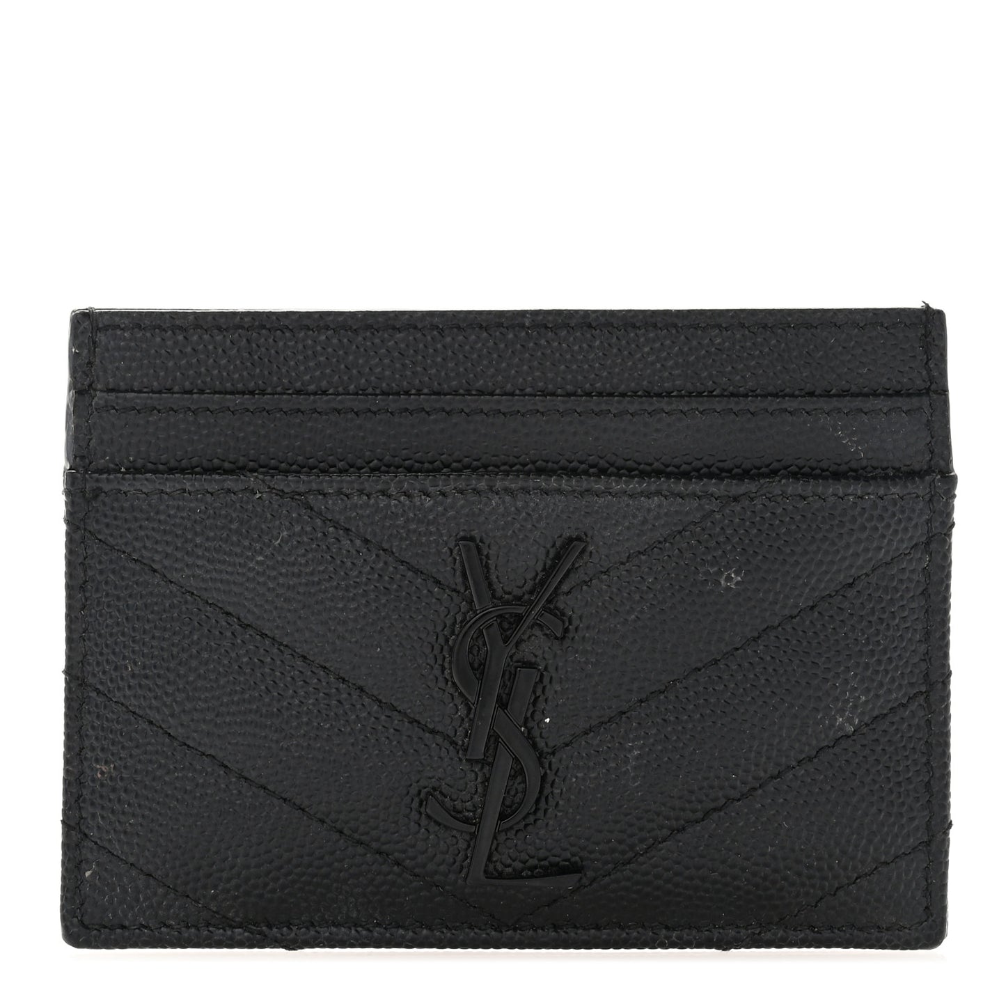 Grain De Poudre Matelasse Chevron Monochrome Monogram Credit Card Case Black
