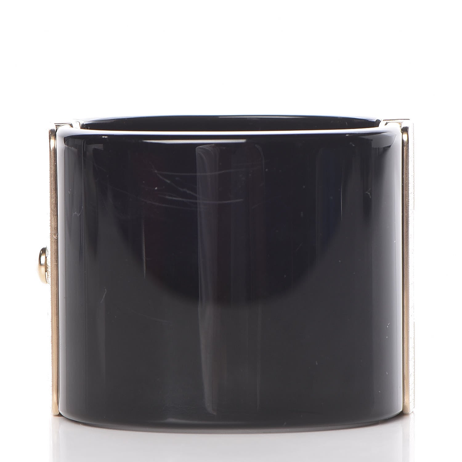 Chanel Resin Quilted CC Cuff Black Gold 3 of 7