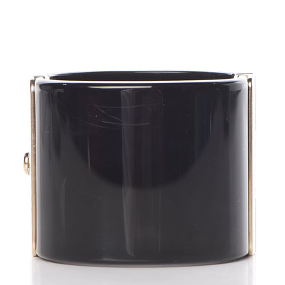 Chanel Resin Quilted CC Cuff Black Gold 3 of 7