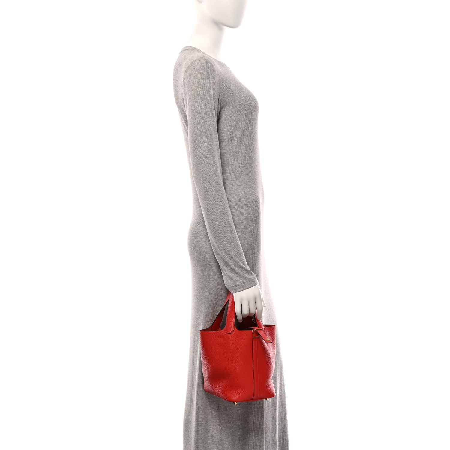 Hermes Taurillon Clemence Picotin Lock 18 PM Rouge Tomate 2 of 10