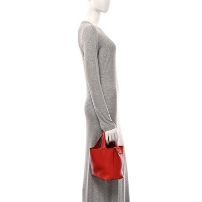 Hermes Taurillon Clemence Picotin Lock 18 PM Rouge Tomate 2 of 10