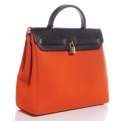 Hermes Toile Herbag PM 30 Orange and Red 3 of 10