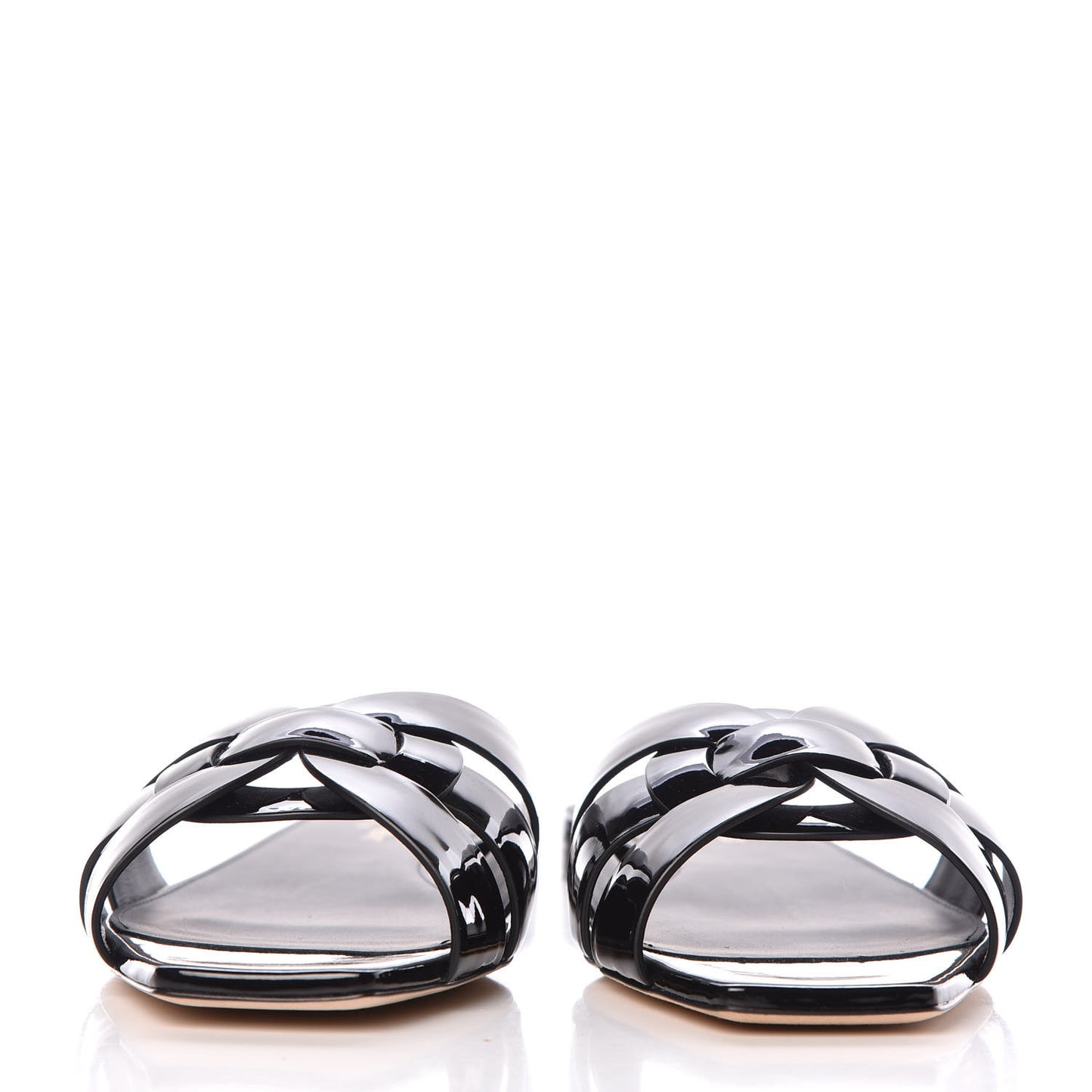 Patent Calfskin Nu Pied 05 Slide Sandals 40 Black