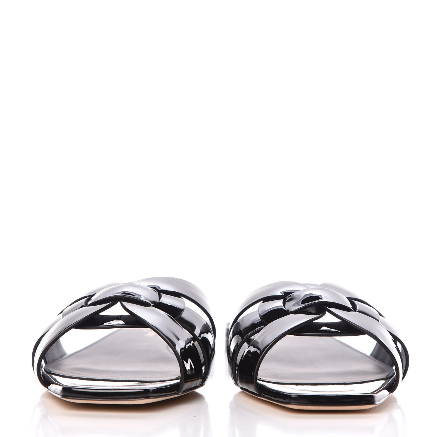 Saint Laurent Patent Calfskin Nu Pied 05 Slide Sandals 40 Black 2 of 11