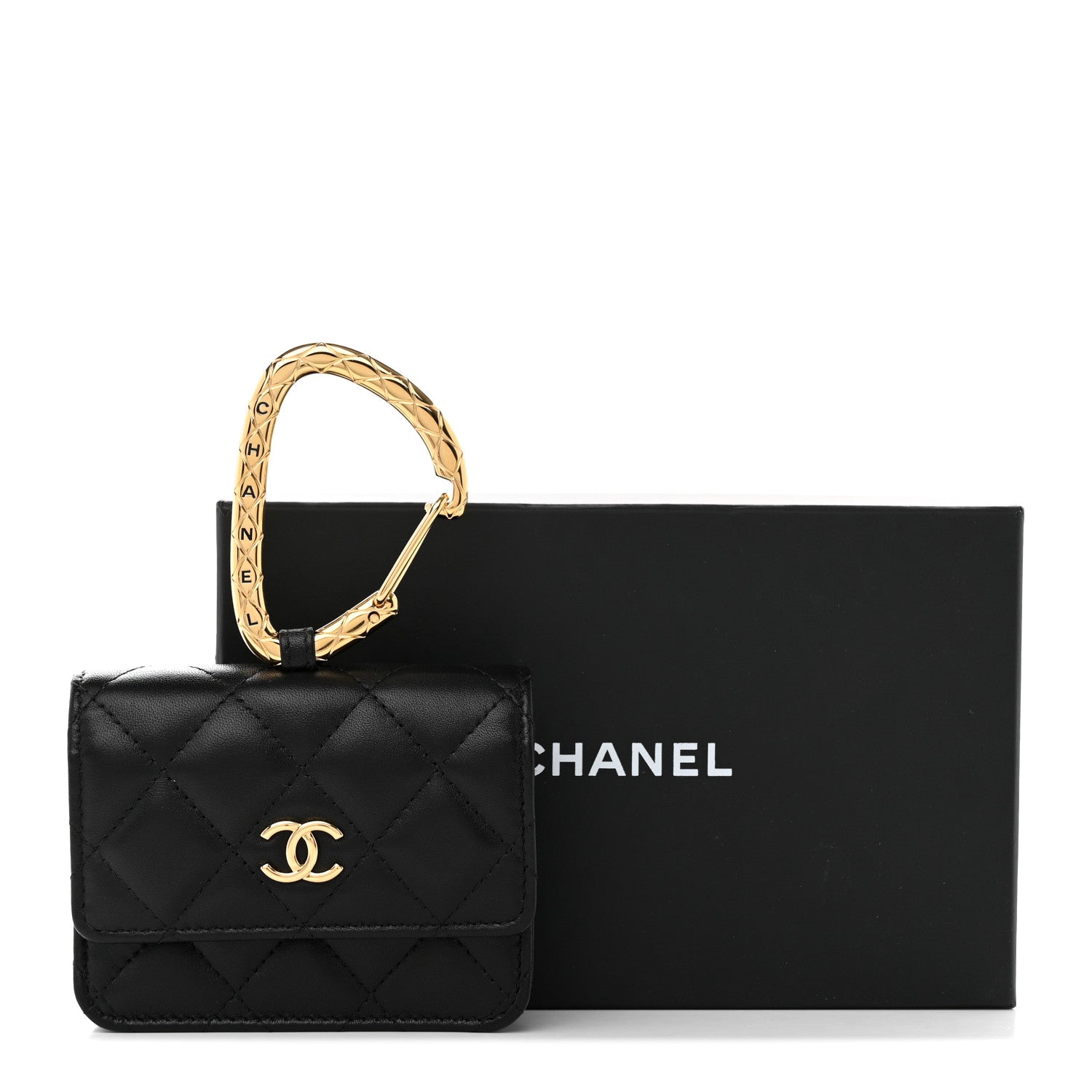 Chanel Lambskin Quilted CC Hook Card Holder Black 9 of 9