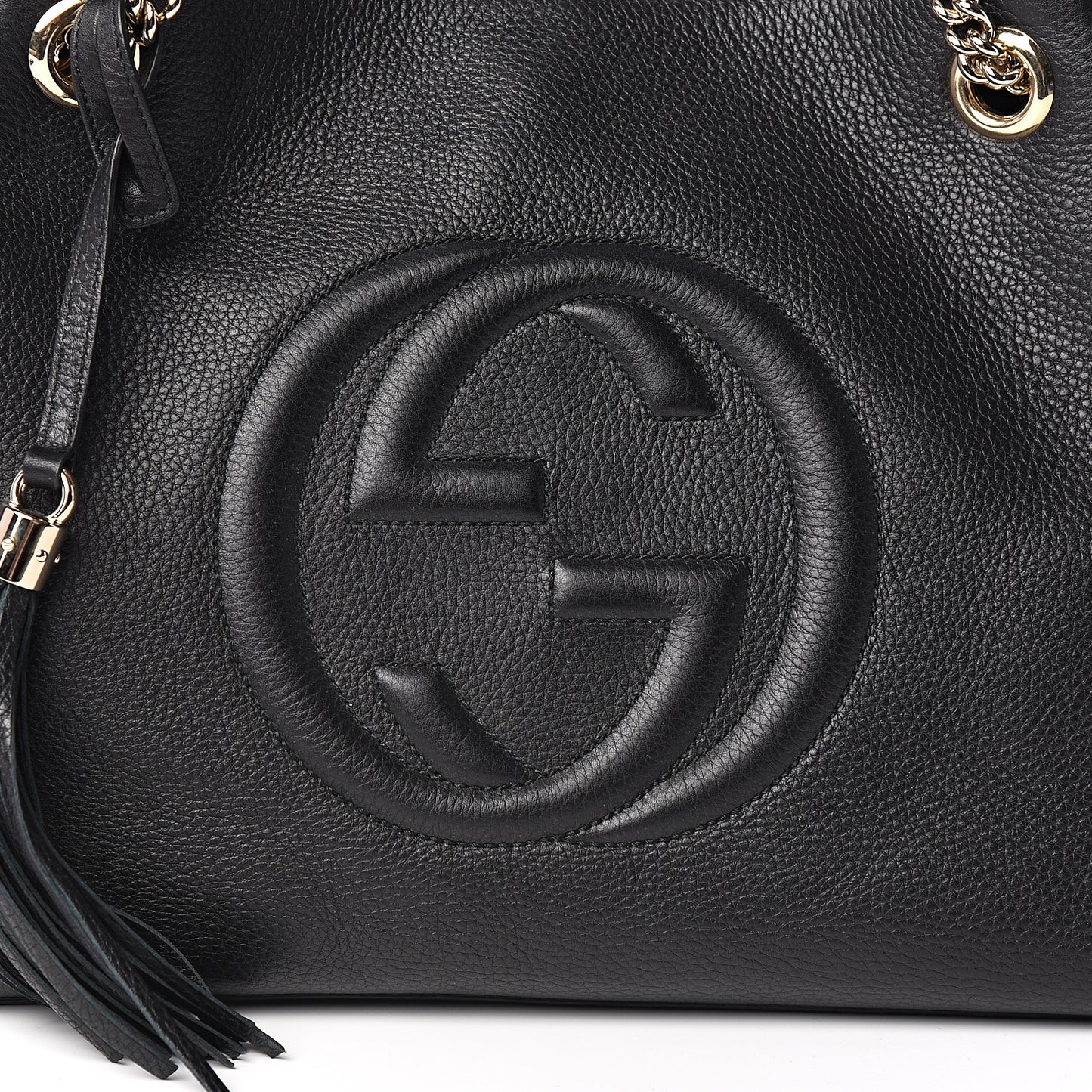 Pebbled Calfskin Medium Soho Chain Shoulder Bag Black