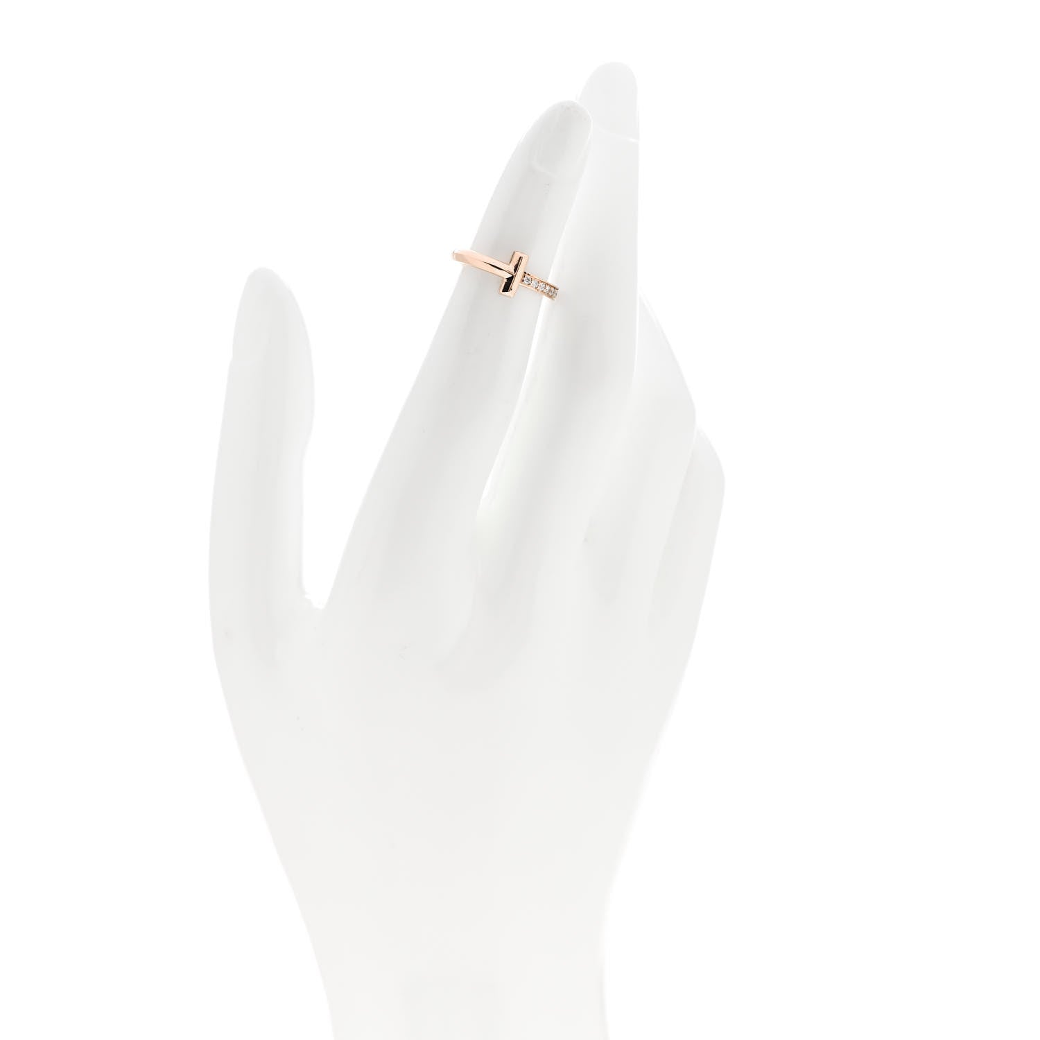 Tiffany 18K Rose Gold Diamond 2.5mm T T1 Ring 45 3.25 2 of 5