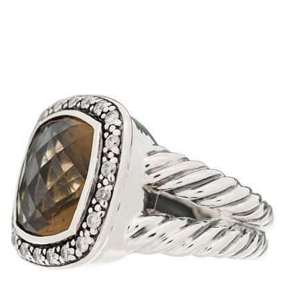 David Yurman Sterling Silver Diamond Smoky Quartz 11mm Albion Ring 49 4.75 3 of 5
