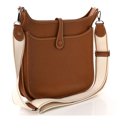 Hermes Taurillon Clemence Amazone Evelyne III PM Gold White Caramel 3 of 11