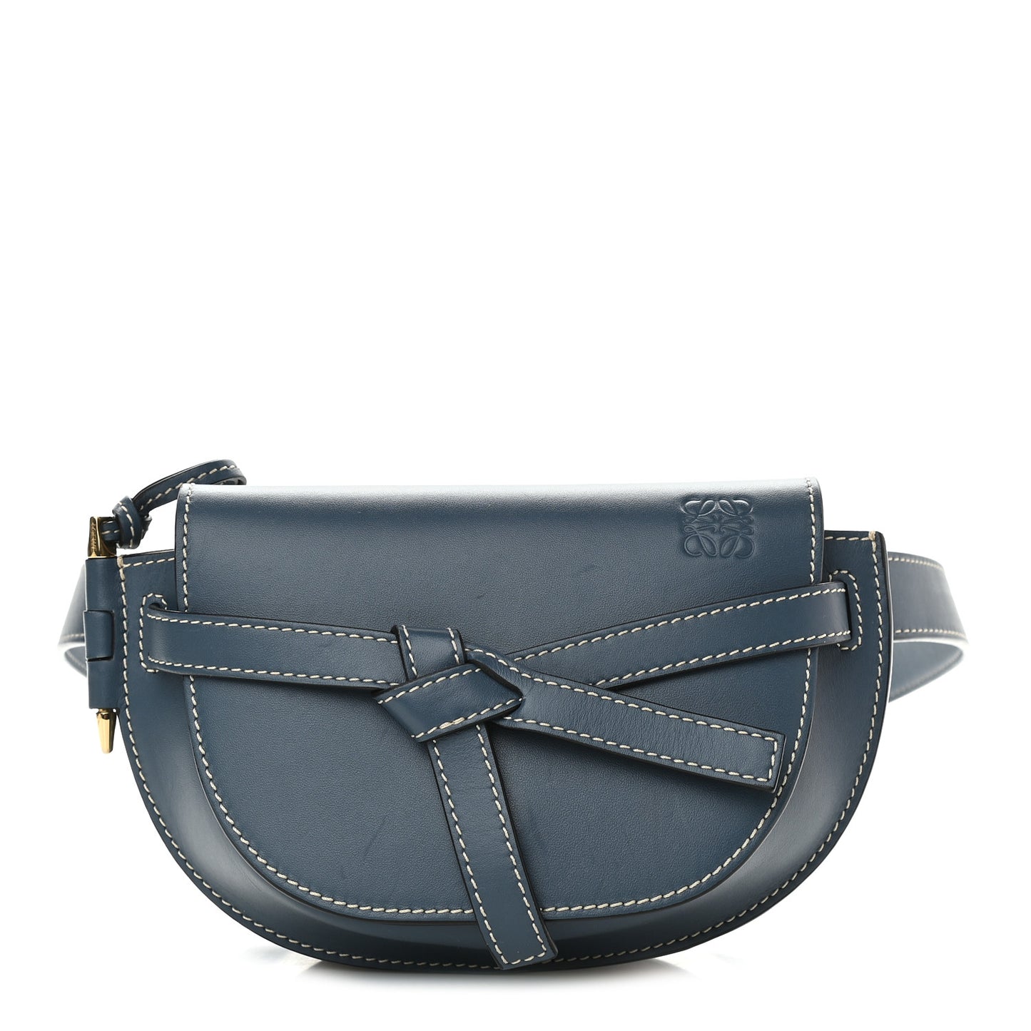 Calfskin Mini Gate Belt Bag Steel Blue