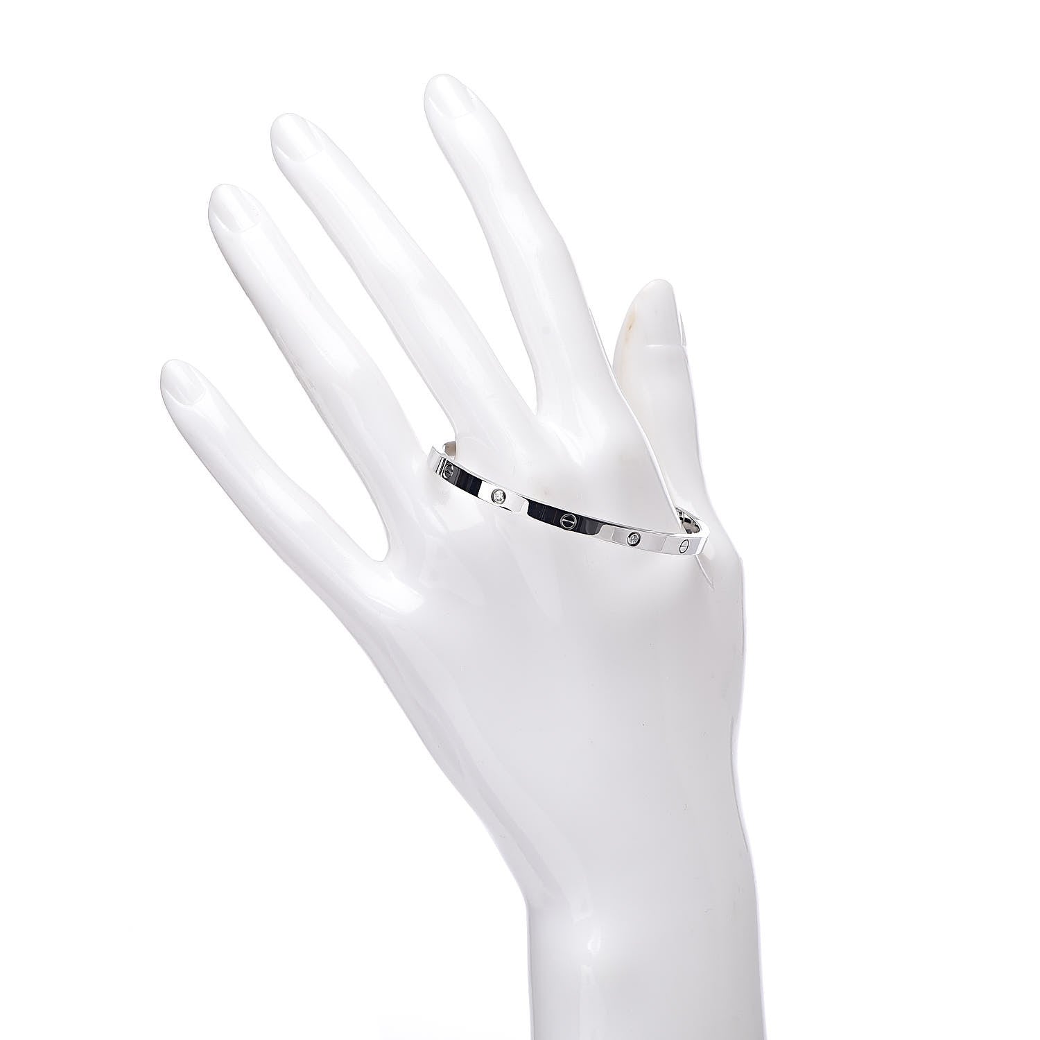Cartier 18K White Gold 6 Diamond Small LOVE Bracelet 16 2 of 6