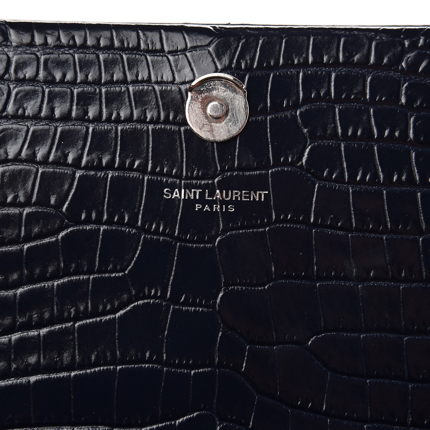 Saint Laurent Calfskin Crocodile Embossed Medium Classic Monogram Kate Tassel Satchel Blue Sapphire 6 of 10