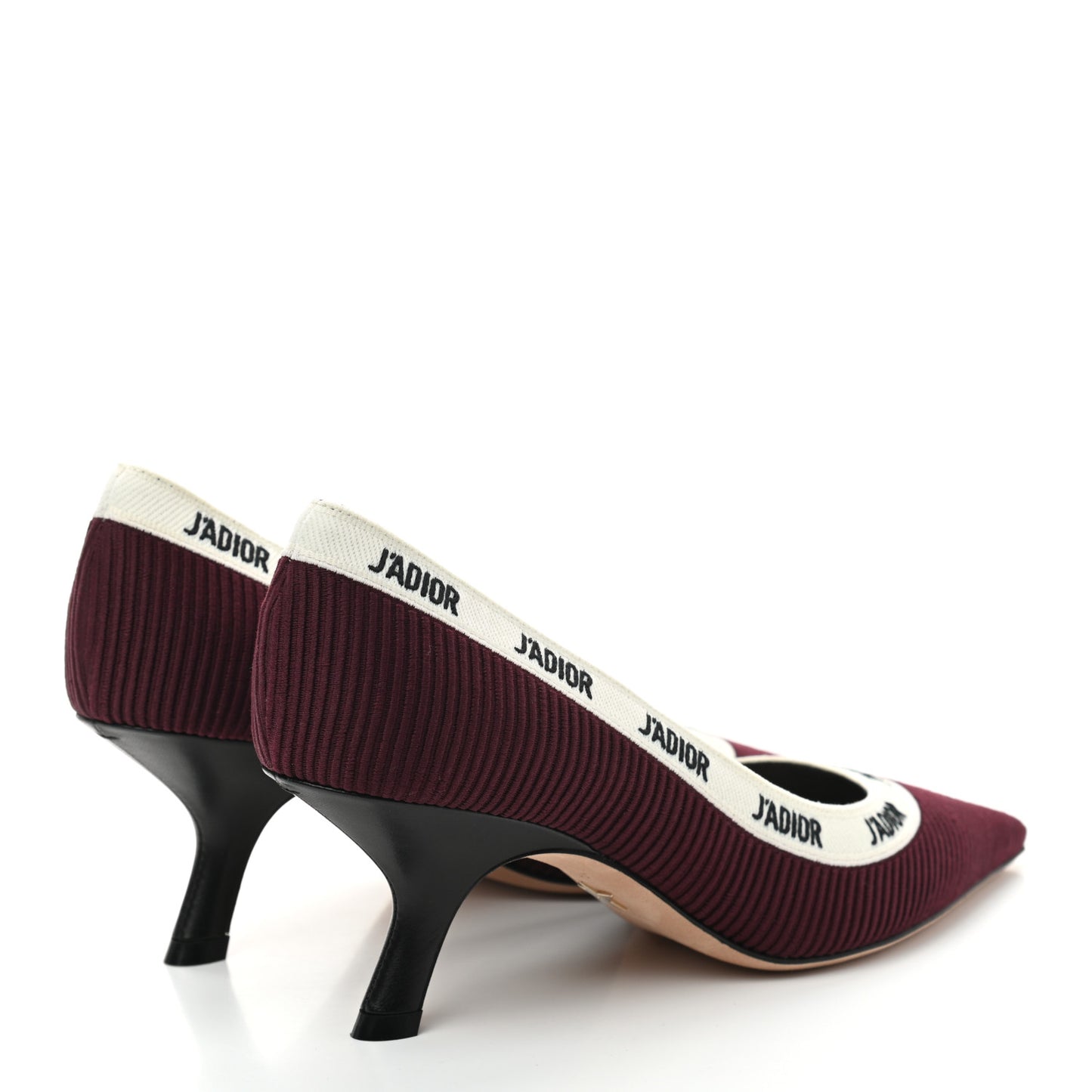 Technical Canvas Ribbon Embroidered J'Adior 65mm Pumps 37 Rouge Black