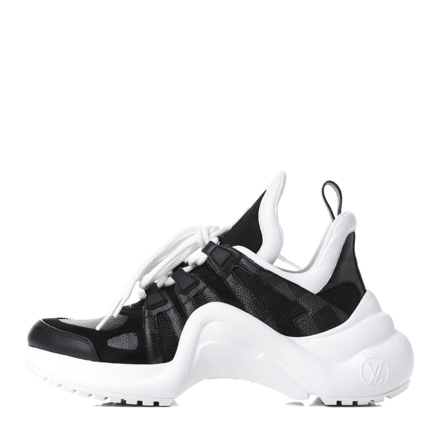 Louis Vuitton Calfskin Technical Nylon Damier Graphite LV Archlight Sneakers 38 Black White 1 of 9