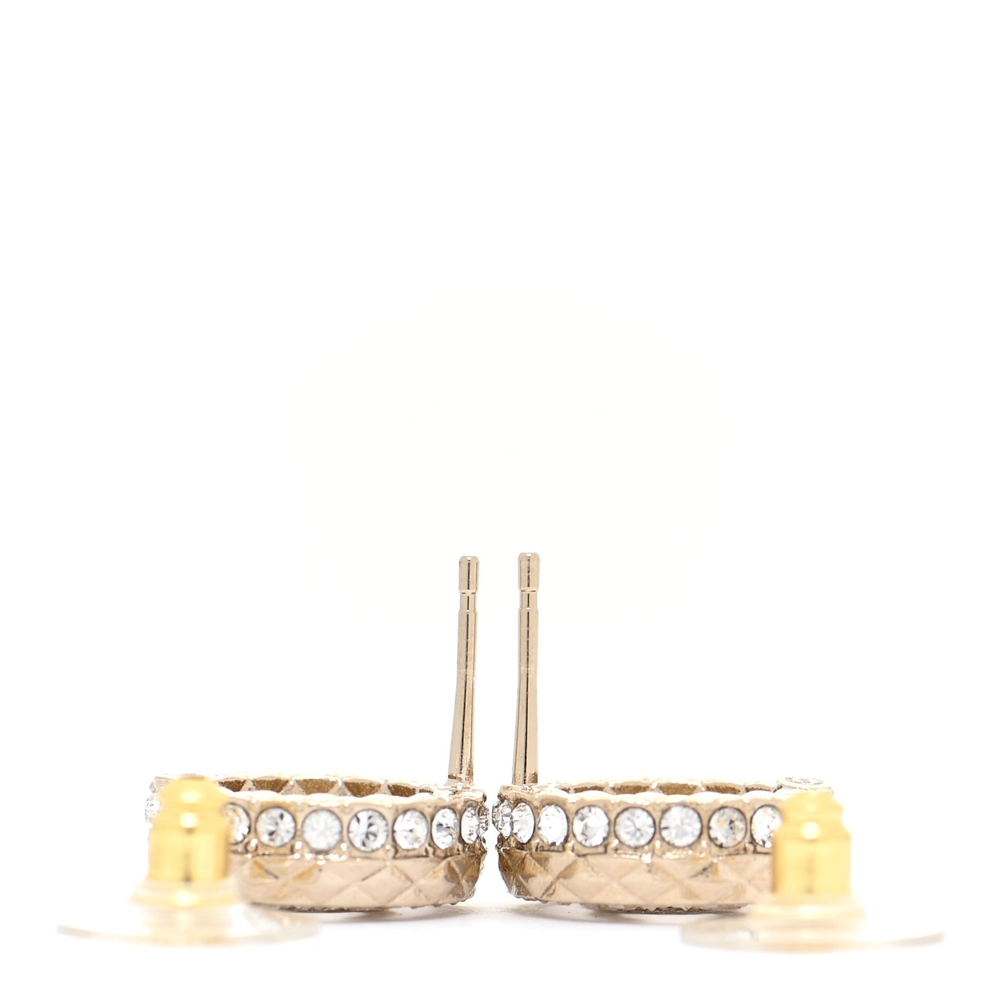 Crystal CC Round Earrings Gold