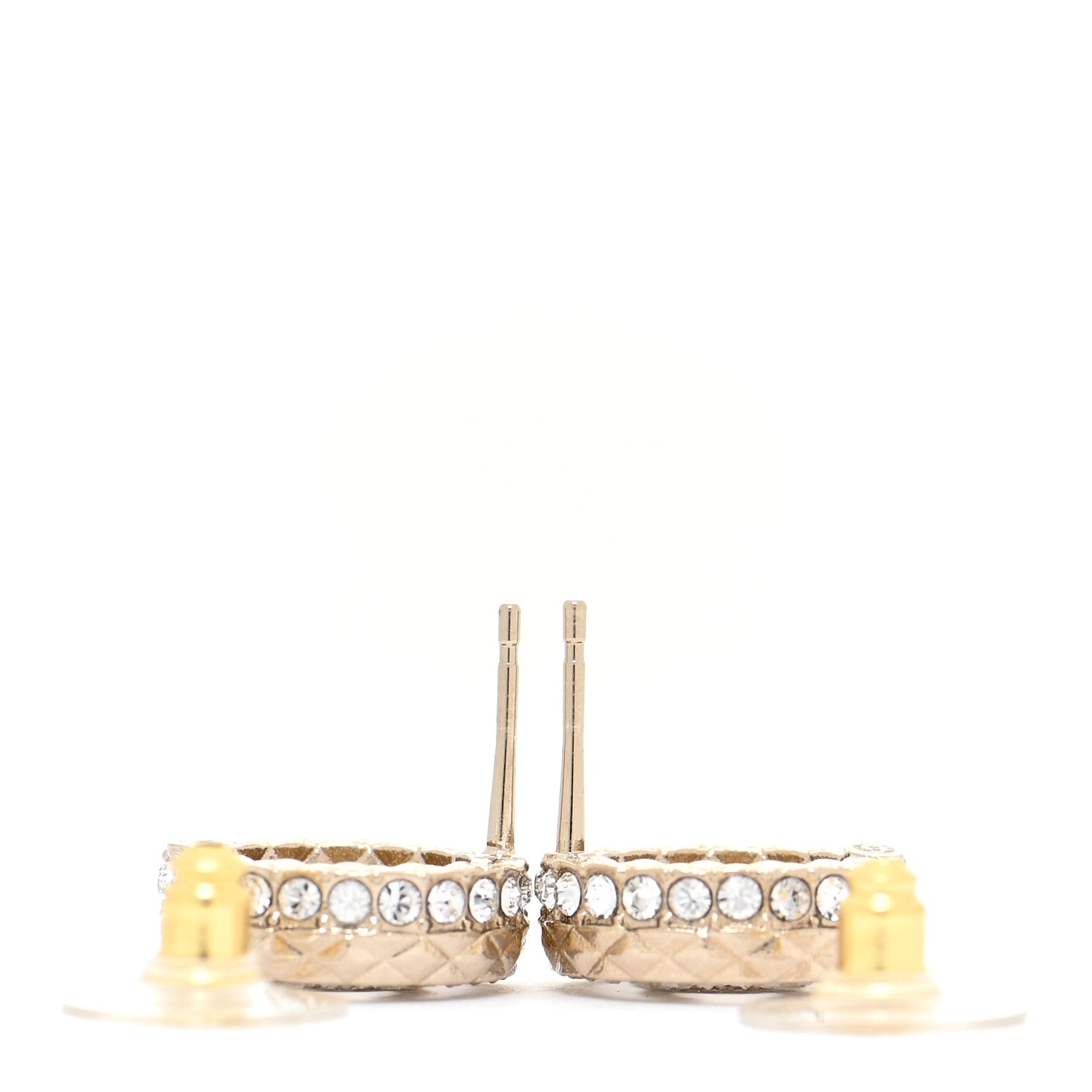 Chanel Crystal CC Round Earrings Gold 3 of 5