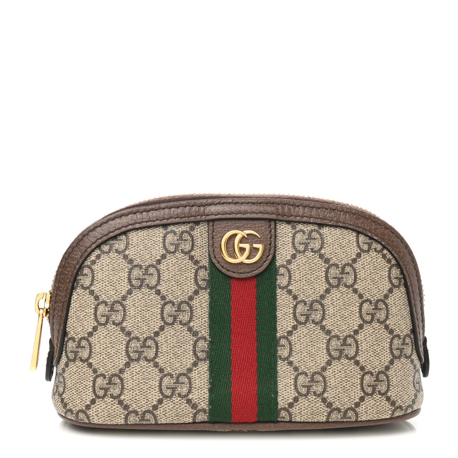 Gucci GG Supreme Monogram Textured Calfskin Web Medium Ophidia Cosmetic Case Beige Ebony New Acero 1 of 8