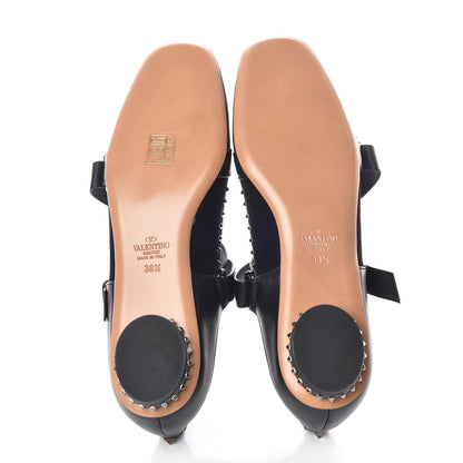 Valentino Garavani Suede Soul Rockstud Strappy Ballerina Flats 38.5 Black 5 of 8