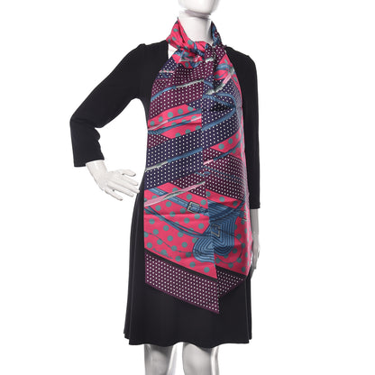 Hermes Silk Clic Clac a Pois Maxi Twilly Rose Vif Marine Prune 2 of 4