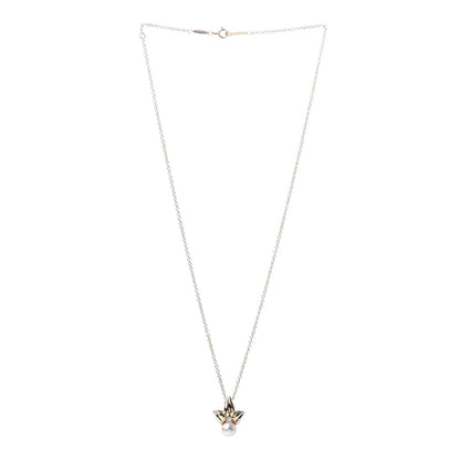Tiffany 18K Yellow Gold Diamond 7mm Pearl Pendant Necklace 3 of 7