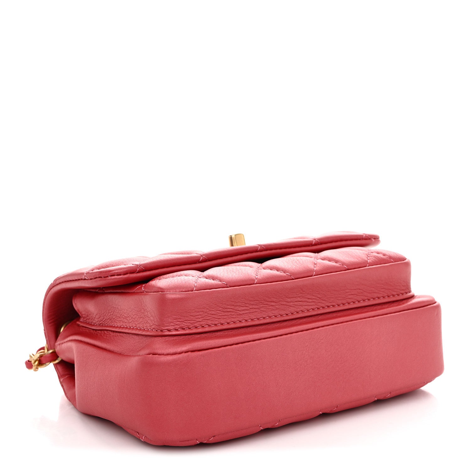 エルフ.モール Chanel Metallic Calfskin Quilted Top Handle Flap Dark Pink 1873195